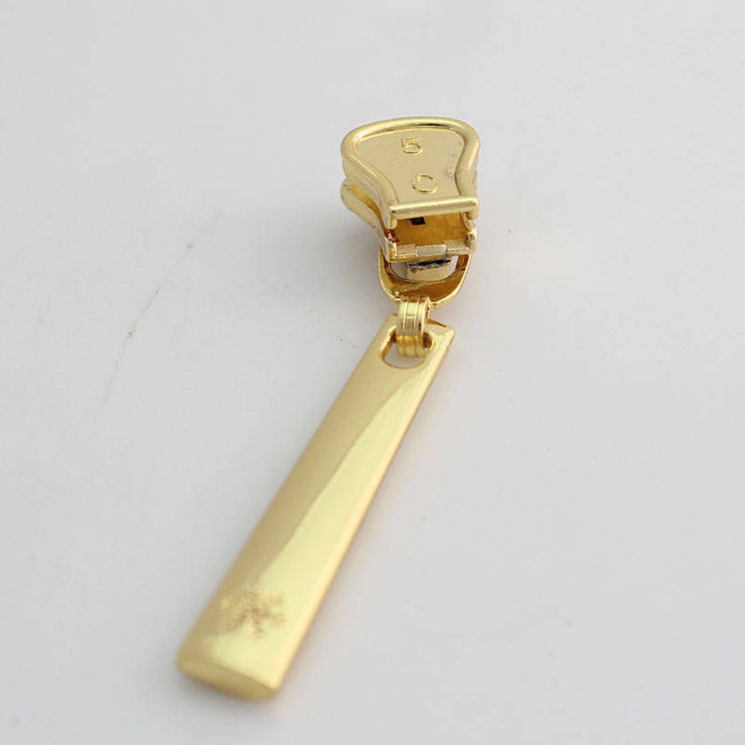 Gold Zipper Pull Logo Metal Letter Custom Personalized Vintagelabel 8