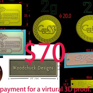Advance Payment for a Virtual 3D Proof( Digital Proof)-metalthingsart@gmail.com