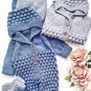 SET / 3 Knitting Patterns / Romper / Onesie / Jumpsuit / Bodysuit / Hat / Beanie / Bonnet / Booties / Shoes / Socks / PDF file image 2