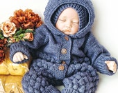 SET 3 Knitting Patterns Romper Onesie Jumpsuit Bodysuit Hat Beanie Bonnet Booties Shoes Socks PDF file