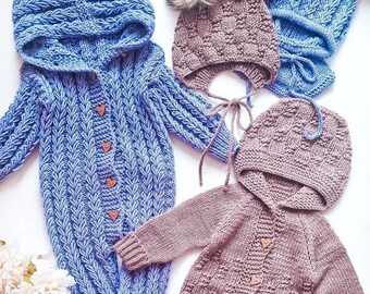SET / 3 Knitting Patterns / Checkerboard Stitch / Romper / - Etsy