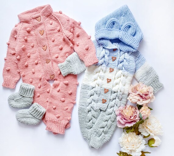 2 different models / Knitted Baby Jumpsuits / PDF Pattern | Etsy