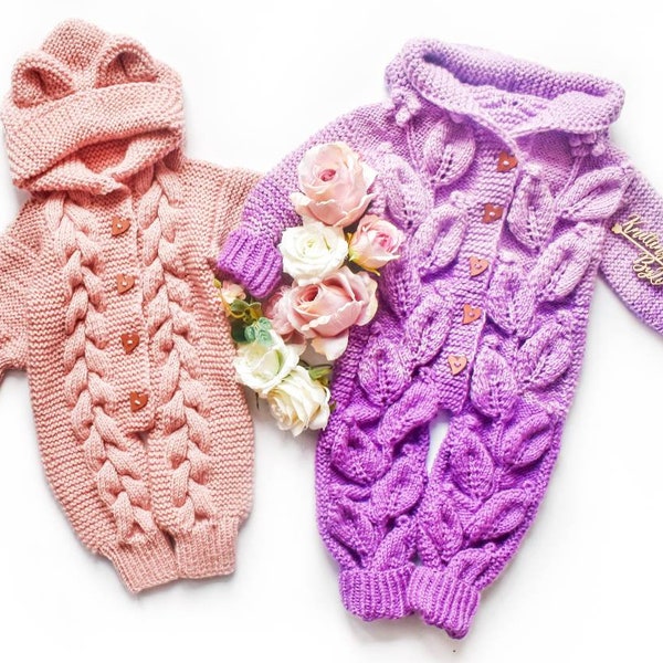 2 Different Knitting Patterns / Romper / Onesie / Jumpsuit / Bodysuit / PDF file