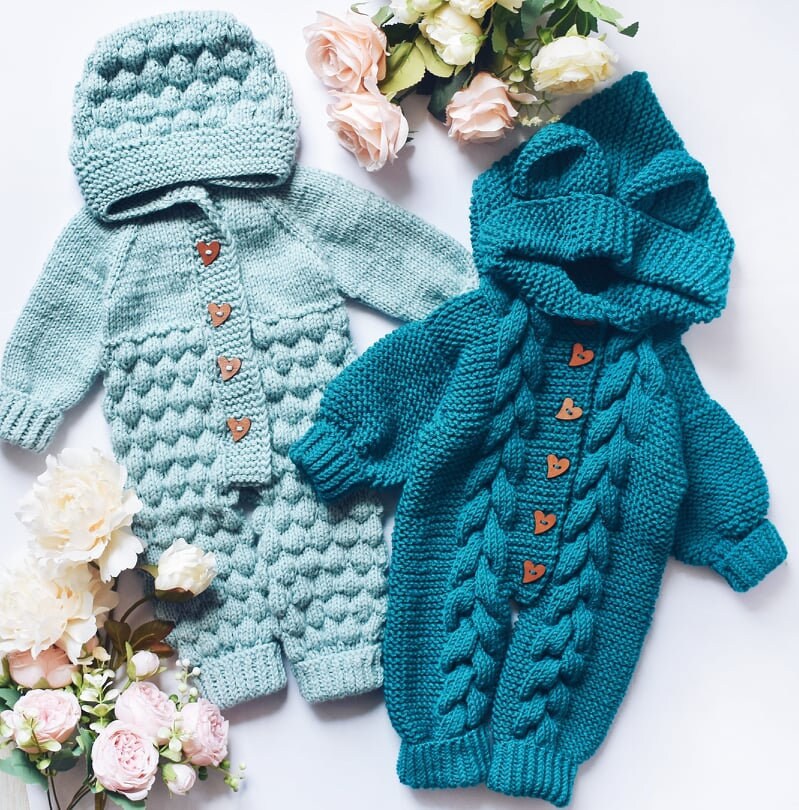 2 Different Knitting Patterns / Romper / Onesie / Jumpsuit / | Etsy