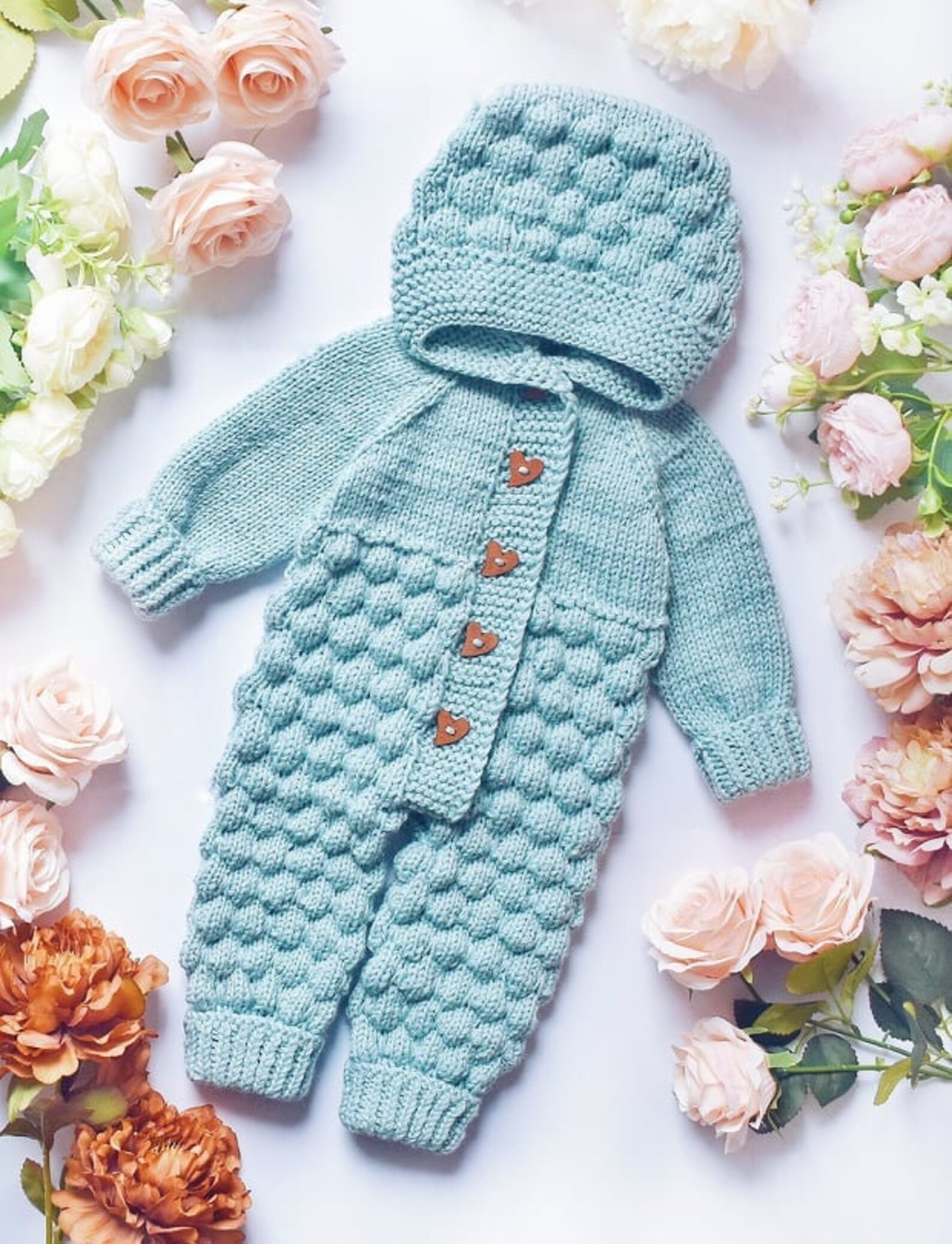 NEW PATTERN / Knitted Baby Bubble Stitch Jumpsuit / O-6 months | Etsy