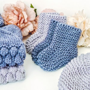 SET / 3 Knitting Patterns / Romper / Onesie / Jumpsuit / Bodysuit / Hat / Beanie / Bonnet / Booties / Shoes / Socks / PDF file image 6