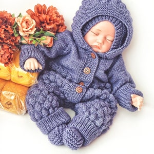 SET / 3 Knitting Patterns / Romper / Onesie / Jumpsuit / Bodysuit / Hat / Beanie / Bonnet / Booties / Shoes / Socks / PDF file image 7