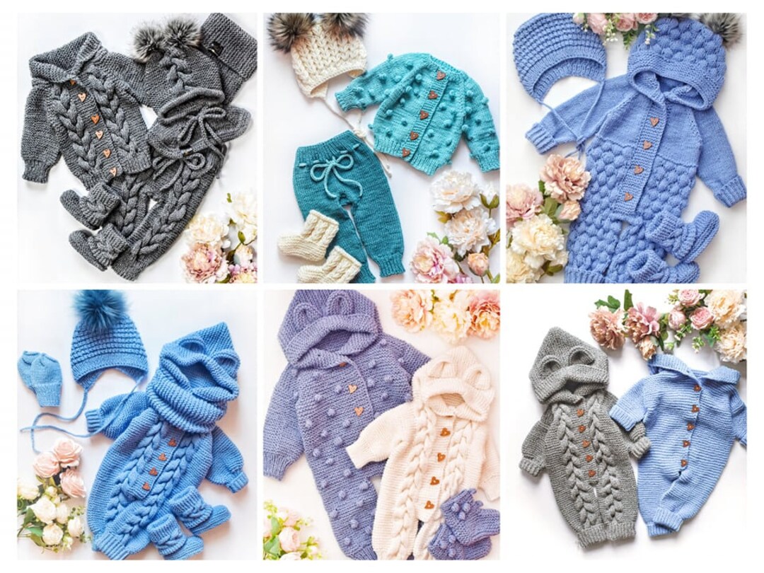 BIG PACK / 15 Different Knitting Patterns / 4 Rompers / 3 Boots / 3 ...