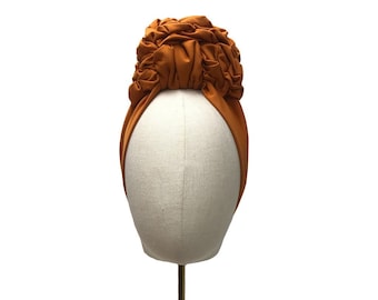 Headband ”Cecilia” jersey, black/ red/ yellow/ ochre/ leopard, pre-tied headwrap, half turban, knot turban, scrunchy knot