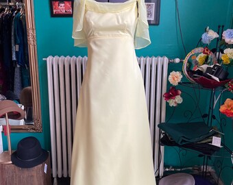 Helen Vanderlosk dress, pastel yellow dress, S / US 6, vintage dress 70s