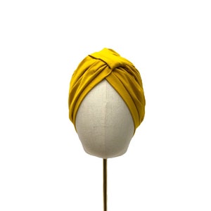 Turban &quot;Cassie&quot; jersey,  leopard /red / bottle green/  yellow, pre-tied headwrap, full cover turban