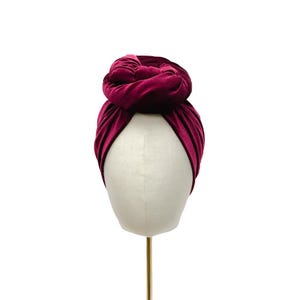 Turban &quot;Greta&quot; velvet, claret/ black/ golden/ yellow/ petrol blue/ pink, pre-tied headwrap, turban hat, knot turban