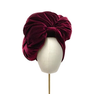 Turban &quot;Carmen&quot; velvet, yellow/ black/ green/ petrol blue/ claret, headwrap, pre-tied turban hat, big knot turban