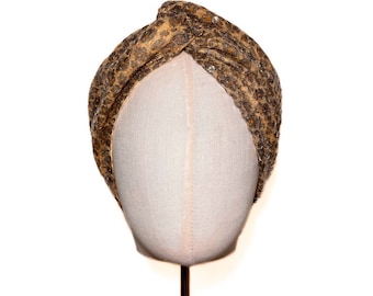 Fascia per capelli in paillettes con motivo leopardato, fascia per capelli twist, stampa leopardata, motivo leopardato