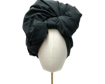 Turban "Carmen" jersey, black/ red/ ochre/ mustard yellow/ leopard/navy blue, pre-tied headwrap, big knot turban