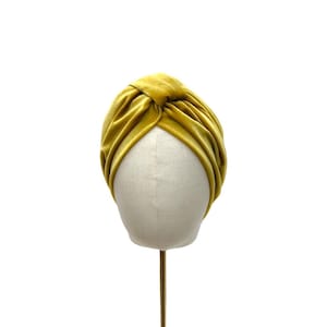 Turban &quot;Cassie&quot; velvet, black /claret / petrol blue/ purple/ yellow, pre-tied headwrap, full cover turban