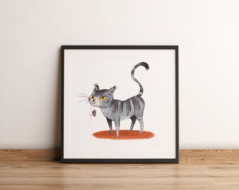 Cat Mouse Drawing Etsy