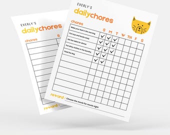 Chore Chart for Kids, Printable Editable Daily Chore Chart, Responsibility Chart, Chore Chart Printable, Digital Download