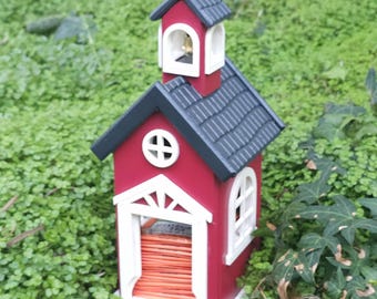 Tea Bags Organizer. Cute Teacher Gift - Tea Bag Schoolhouse Box Dispenser Holds 48 Tea Bags for Storage and Kitchen or Faculty Lounge Decor!