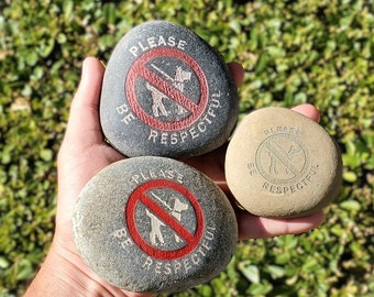 Unique Mother's Day Gift for Mom's Garden - No Dog Pooping Dog Peeing Sign. Customizable Engraved Rocks help Keep Dogs Away from Yard!