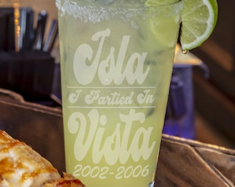I Partied In Isla Vista Laser Etched Pint Glasses | IPIIV  Custom Gift | Gifts for UCSB Grad Graduation | SBCC Student or Deltopia Memories!