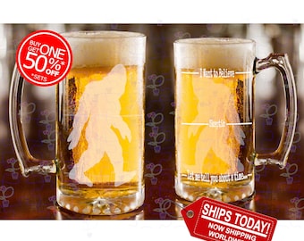 Last Minute Gift - Laser Etched Bigfoot Beer Mug: 26oz Barware for Sasquatch Enthusiasts, Father's Day Fun, BBQ Buddies, and More!