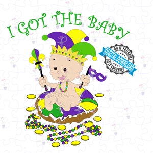 Mardi Gras King Cake Baby - Tengo el bebé / King Cake Baby SVG y PNG / Fat Tuesday Cut File de King Cake Baby