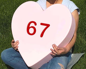 67 Valentine. Giant Candy Heart Decor, Valentine's Photography Prop, Candycore Party Decoration. Customize ME!