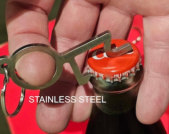 Last Minute Gift -  Minimalist "Make Good Decisions" Stick Figure Keychain Reminds Graduates to Be Their Best! Stainless or Aluminum