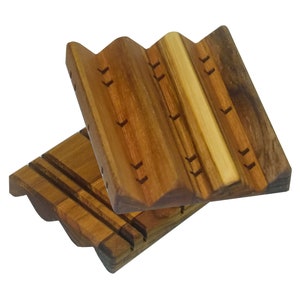 Handmade Draining Soap Dish - Perfect Gift for New Home, from Realtor, Soap Makers. Made of Natural Teak Wood. Easy to Clean, Lasts Decades!