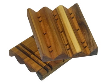 Handmade Teak Wood Draining Soap Dish: Minimalist Design, Natural Water Resistant Materials, Will Last Decades, Easy to Clean/Restore.