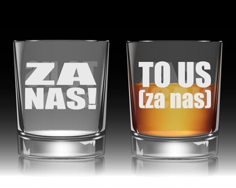 Etched Whiskey Glass | Toast "To Us" (in Polish and English with Pronunciation)! Groomsmen Toast Glass, Personalized Great Gift!