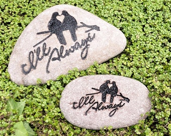 24th Anniversary or Engagement Gift. I'll Always Garden Stone Yard Decor: Carved River Rocks for Garden Decorations, Engagement, Anniversary