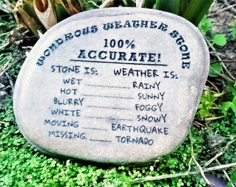 Novelty Weather Forecasting Stone, Gorpcore for Your Garden, Weather Forecaster. Can Be Personalized. Fun Gift for Outdoors, Housewarming.