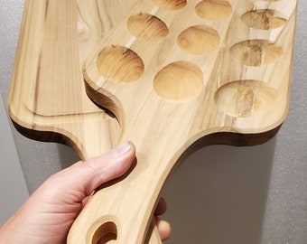 Two Sided Charcuterie Board for Thanksgiving Holiday Entertaining: One Side is Dimpled for Deviled Eggs, Other Side for Serving Hors Devours