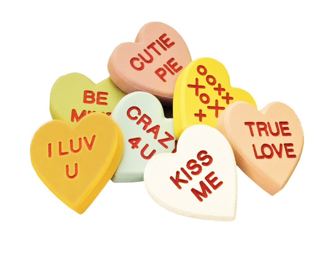 Conversation Heart Sets With CARVED Words Just Like Candy Valentine s Day Shelf Decor. Mix and Match set of 6. Customizable Gift Etsy