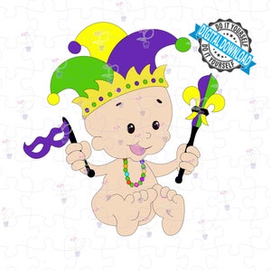 Mardi Gras King Cake Baby SVG and PNG Celebrating Fat Tuesday and Mardi Gras. Cut File for Cricut, Silhouette