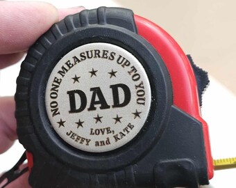 Personalized Tape Measure: No One Measures Up to Dad or Mom, Custom Gifts For New Dad and Mom. Engraved Stainless Steel - No Cheap Wood Here