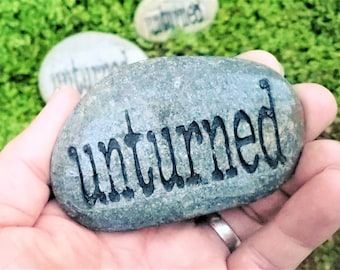 Engraved Stones for Spring Gardens - We Found the Stone Left Unturned!  Dad Jokes Gift, Dad's Garden, Mom's Garden, Housewarming Gift