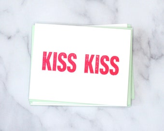 KISS KISS - Cute Letterpress card
