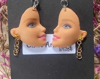 Barbie Head Unique Earrings Etsy