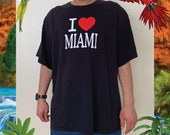Vintage 1990s I love Miami Shirt printed on Anvil