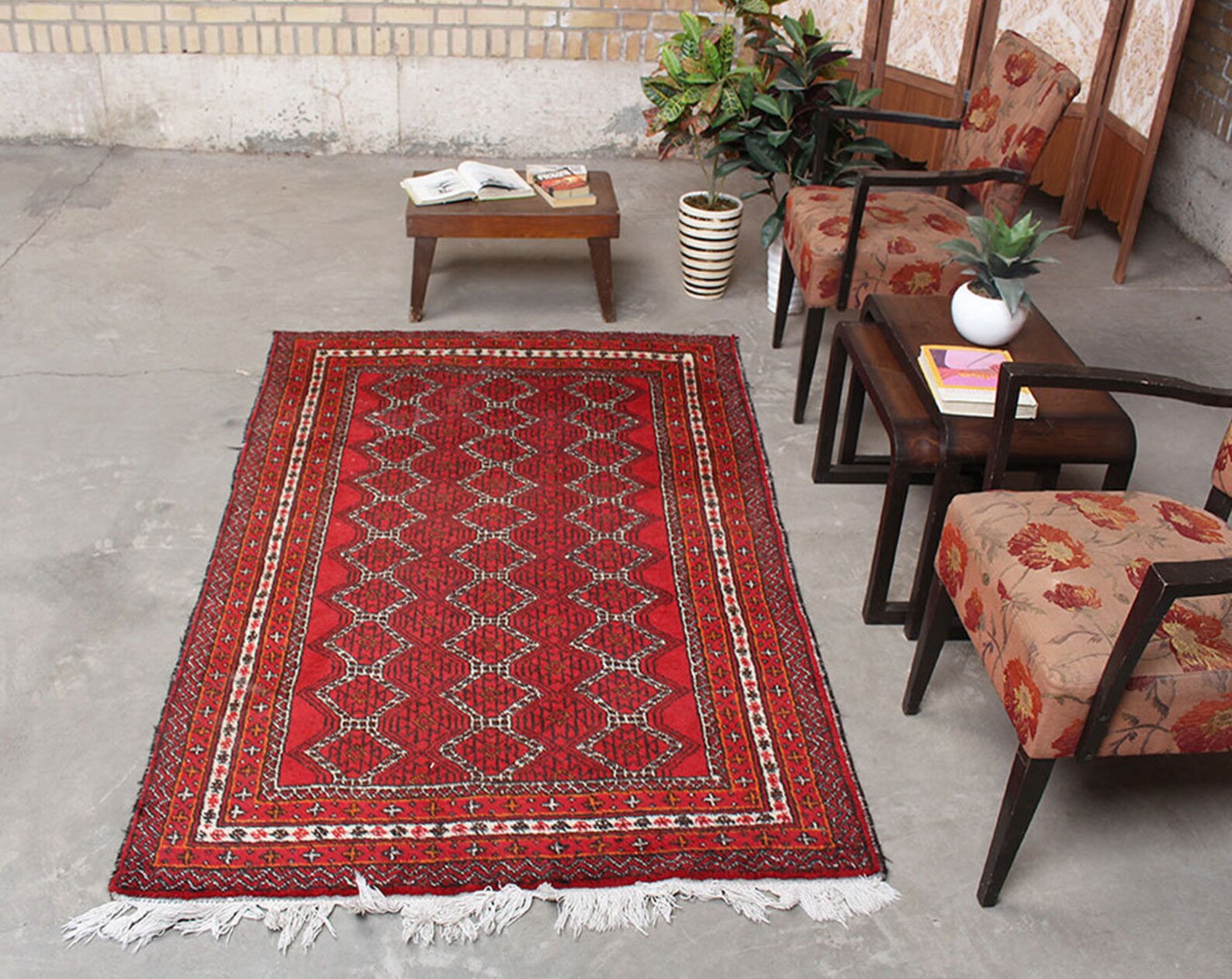 Oriental Vintage Farmhouse Decor Persian Hooked Rug Etsy