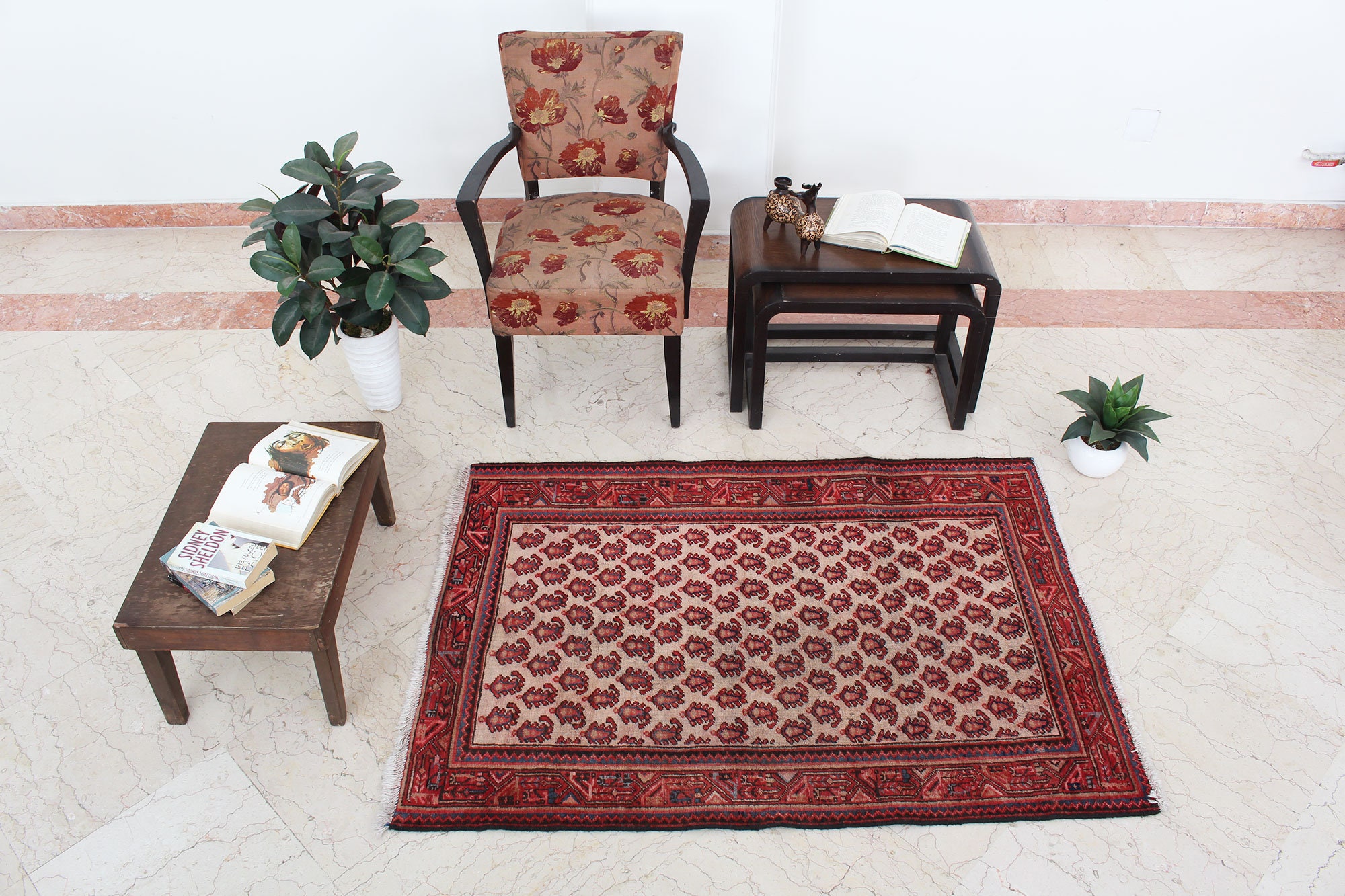 Oriental Vintage Red Kitchen Mat Oushak Small Rug Door Mat Etsy