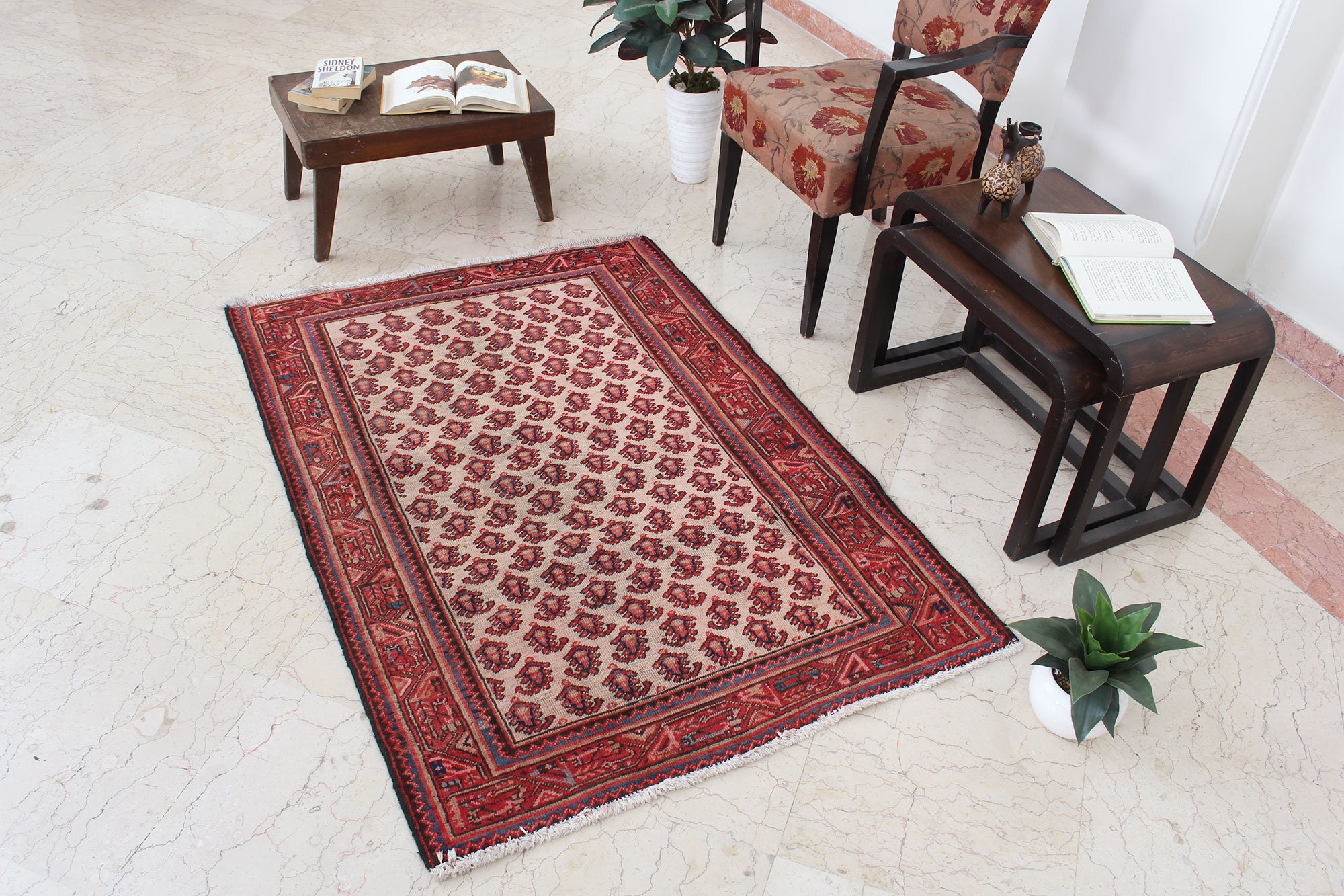 Oriental Vintage Red Kitchen Mat Oushak Small Rug Door Mat Etsy