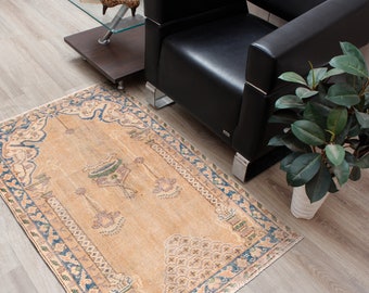 Alfombra turca 2x4, alfombra 2x4, alfombra de área turca, alfombra de alfombra de puerta, alfombra de área vintage anudada a mano, 2'7" x 4'2" Código: 57245208