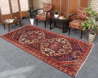 Persian Area Rug, 4x9 Rug, Vintage Living Room Rug, 4'6" x 8'10", Home Decor, Rug, Area Rug, Turkish Rug