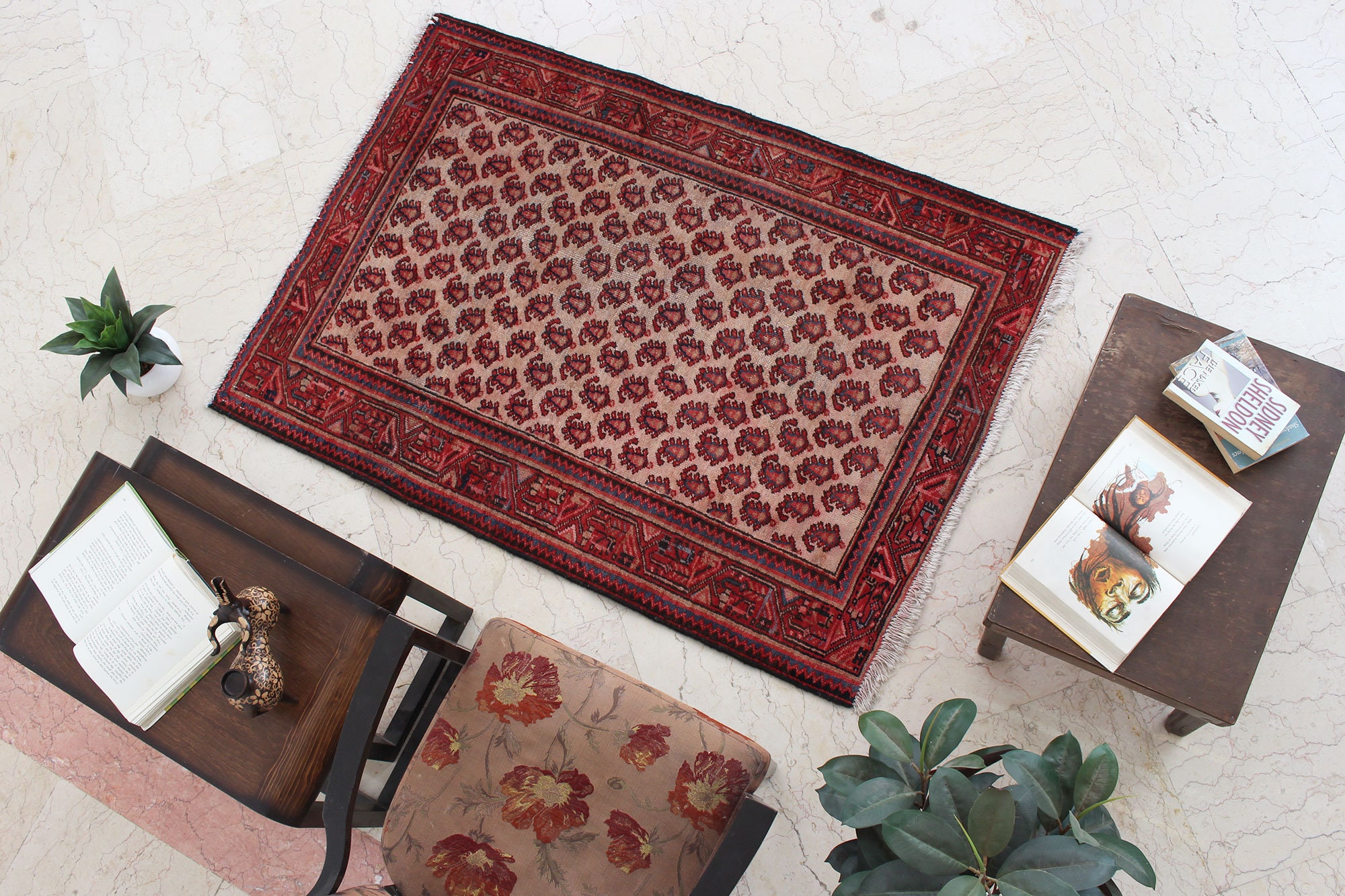 Oriental Vintage Red Kitchen Mat Oushak Small Rug Door Mat Etsy