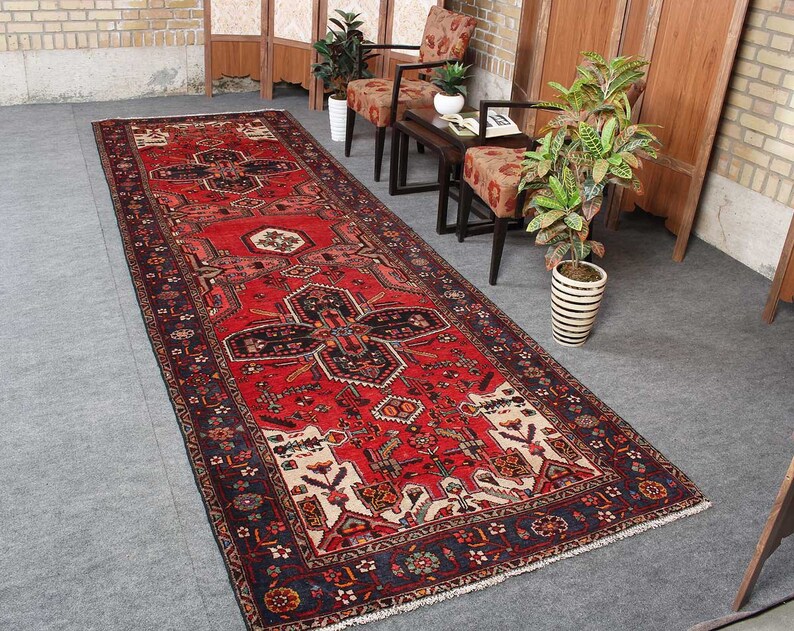 Hallway Rug Runner Tribal Red Vintage Wool Image 0
