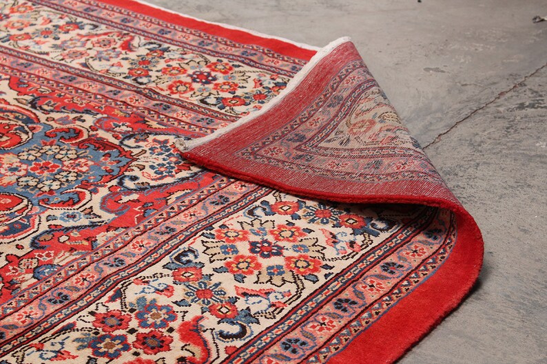 Hooked Persian Floral Rug Oriental Vintage Rustic Home Decor Etsy